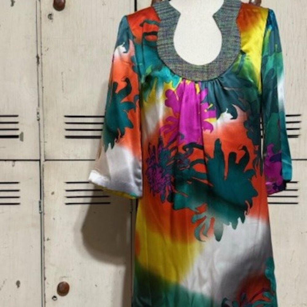 Miss T by Trink Turk Floral Silk Sheath Dress, Size 0 (Gently Worn)